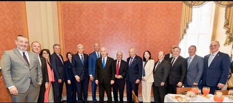 A picture of Amy Kloubachar and Corey Booker with Netanyahu. Other pictures of their statements on Gaza.