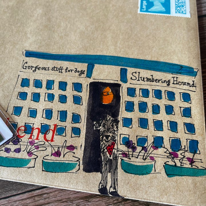 Brown envelopes with illustrations on