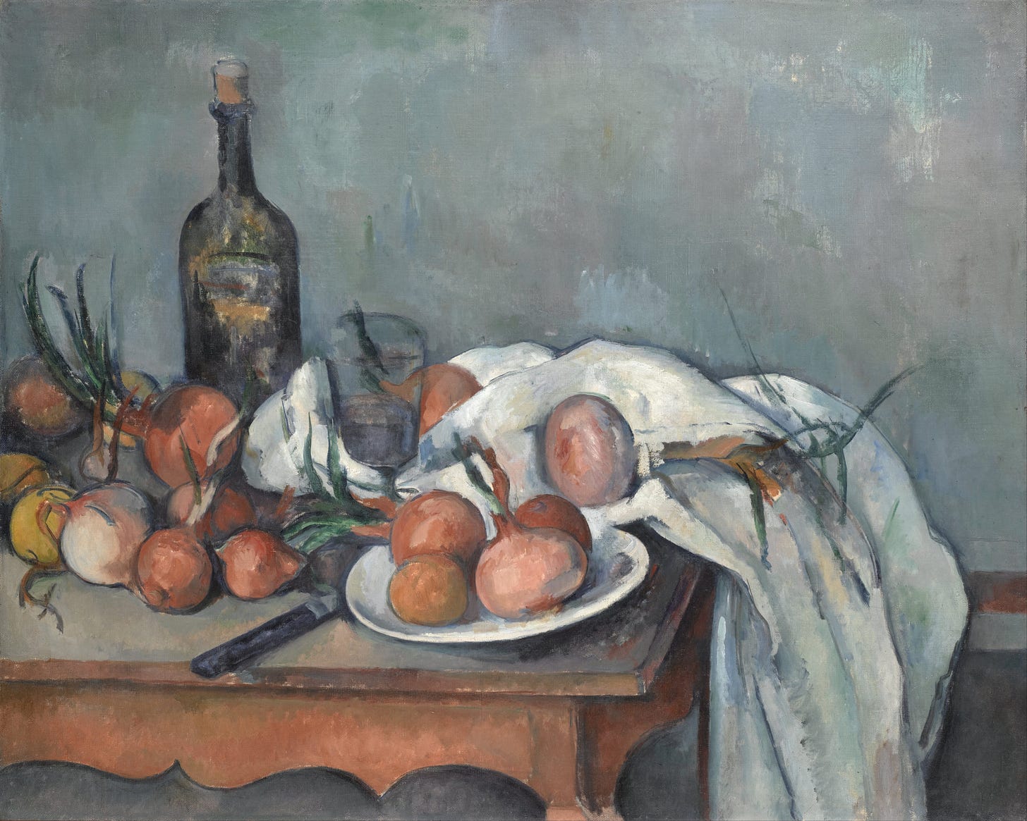 Still Life with Onions and Bottle - Paul Cezanne - 1895-1900