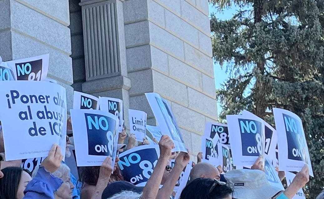Opponents of Amendment 81 demonstrate on the steps of the Colorado state Capitol building (Credit: Mike LaSusa) Opponents of Amendment 81 demonstrate on the steps of the Colorado state Capitol building (Credit: Mike LaSusa)
