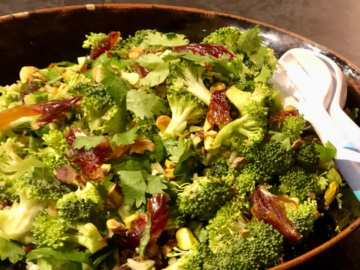 Lemon and ricotta cake and broccoli salad