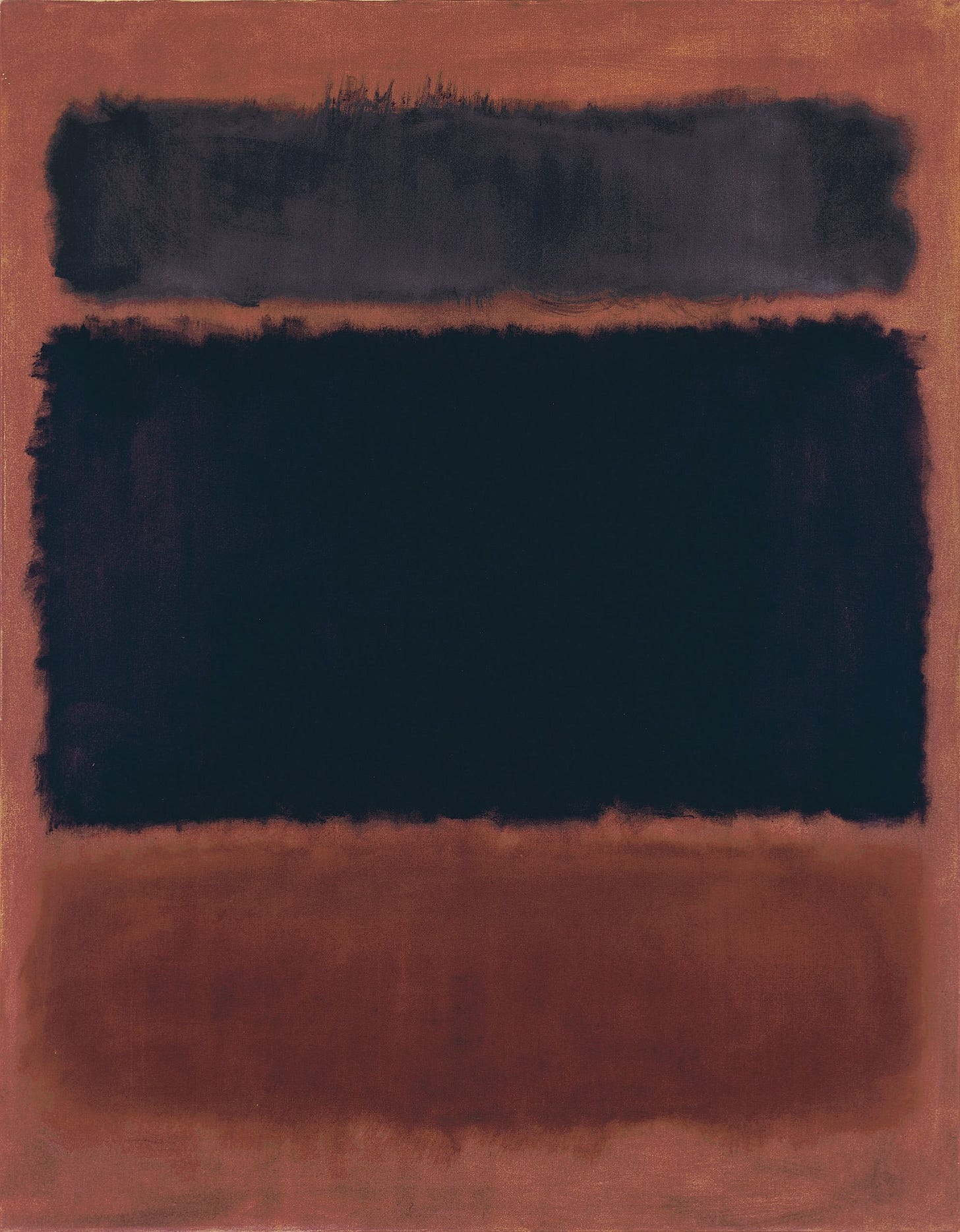 In 1957 when he painted “Black in Deep Red”  Mark Rothko abandoned highkeyed colors.