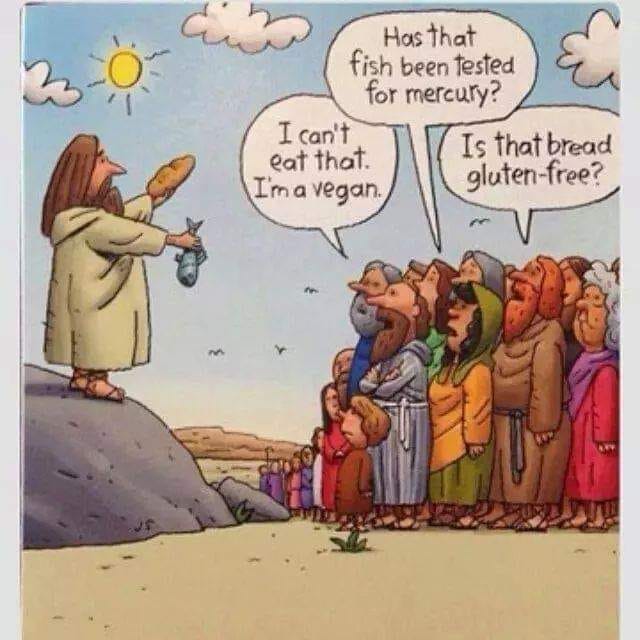 May be an image of ‎text that says '‎ه Has that fish been tested for mercury? I can't Is that bread eat that. Ima vegan. gluten-free?‎'‎