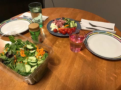 Platters of food for simple meals.