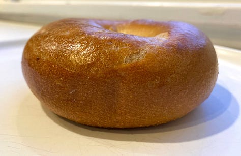 Boichik plain bagel: Top, side, and bottom