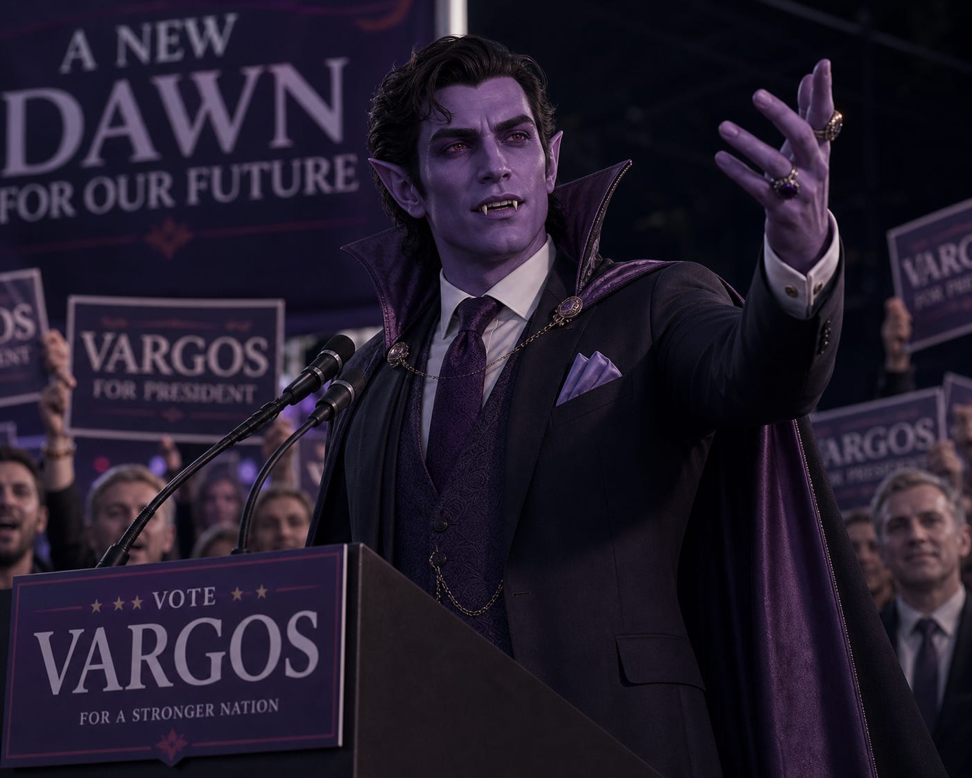 Vampire at a campaign rally