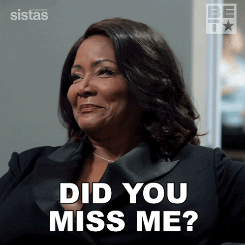 a woman says " did you miss me " in front of a sistas logo a woman says " did you miss me " in front of a sistas logo