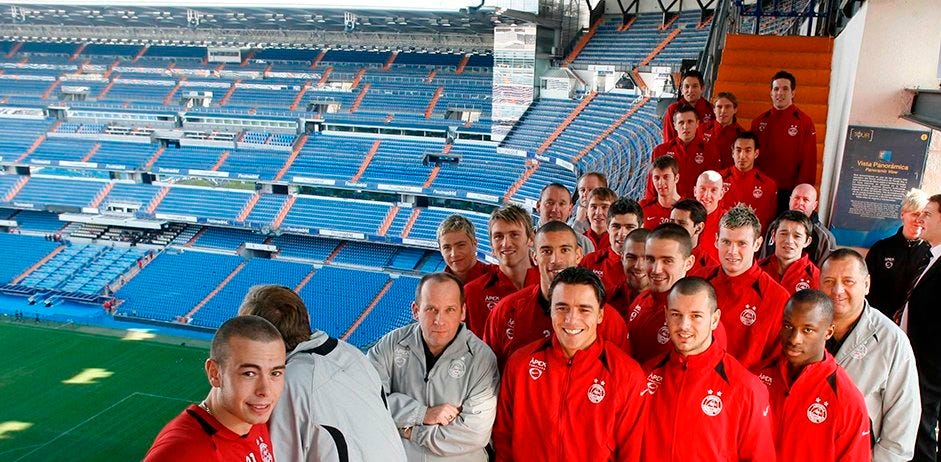 Aberdeen FC on X: " AFC ARCHIVE | 2007 | #DonsInEurope Jimmy Calderwood and  his squad visit the Santiago Bernabéu Stadium in late November 2007 ahead  of the UEFA Cup Group B