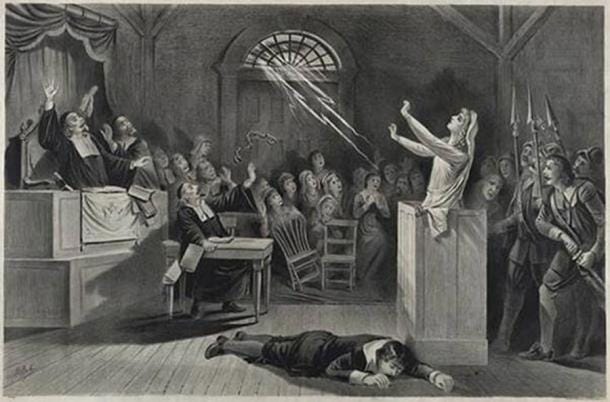 Lithograph depicting the Salem Witch trials. (Public domain) Lithograph depicting the Salem Witch trials. (Public domain)