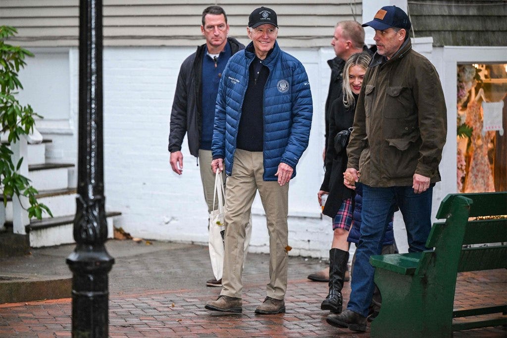 Joe Biden walks with Hunter Biden and his wife Melissa Cohen after having lunch in Nantucket, Massachusetts on Nov. 25, 2022. Joe Biden walks with Hunter Biden and his wife Melissa Cohen after having lunch in Nantucket, Massachusetts on Nov. 25, 2022.