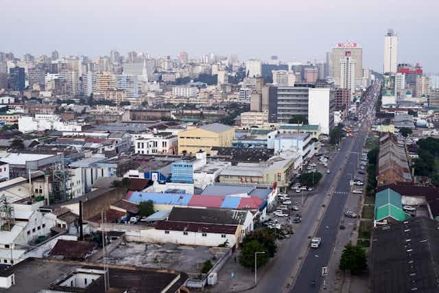 rone view of Baixa neighborhood, Maputo, Mozambique