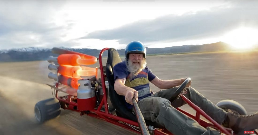 Crazy Rocketman Goes Full Throttle In Jet Go-Kart, Hits 60MPH - borninspace