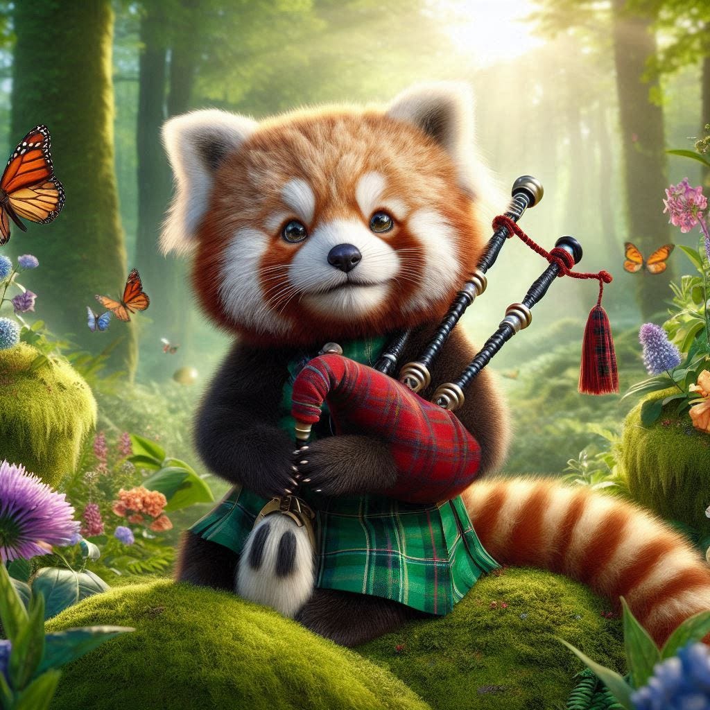 scottish red panda photorealistic