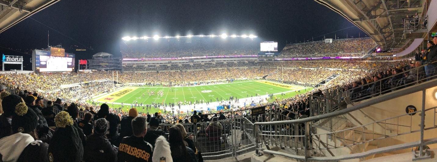 A stadium with people watching

Description automatically generated