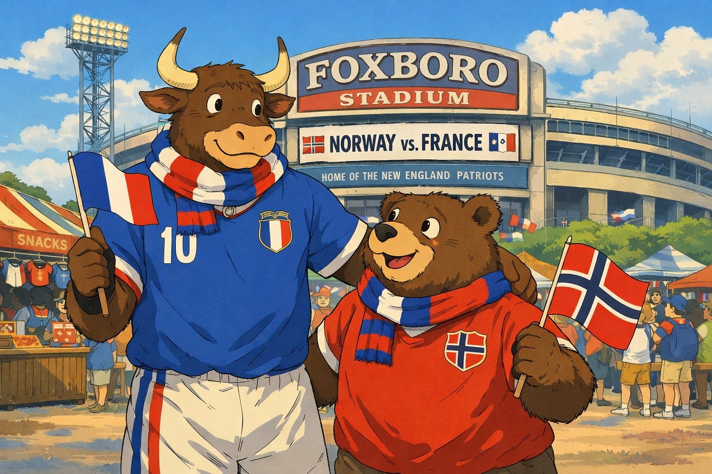 Bull and bear at stadium