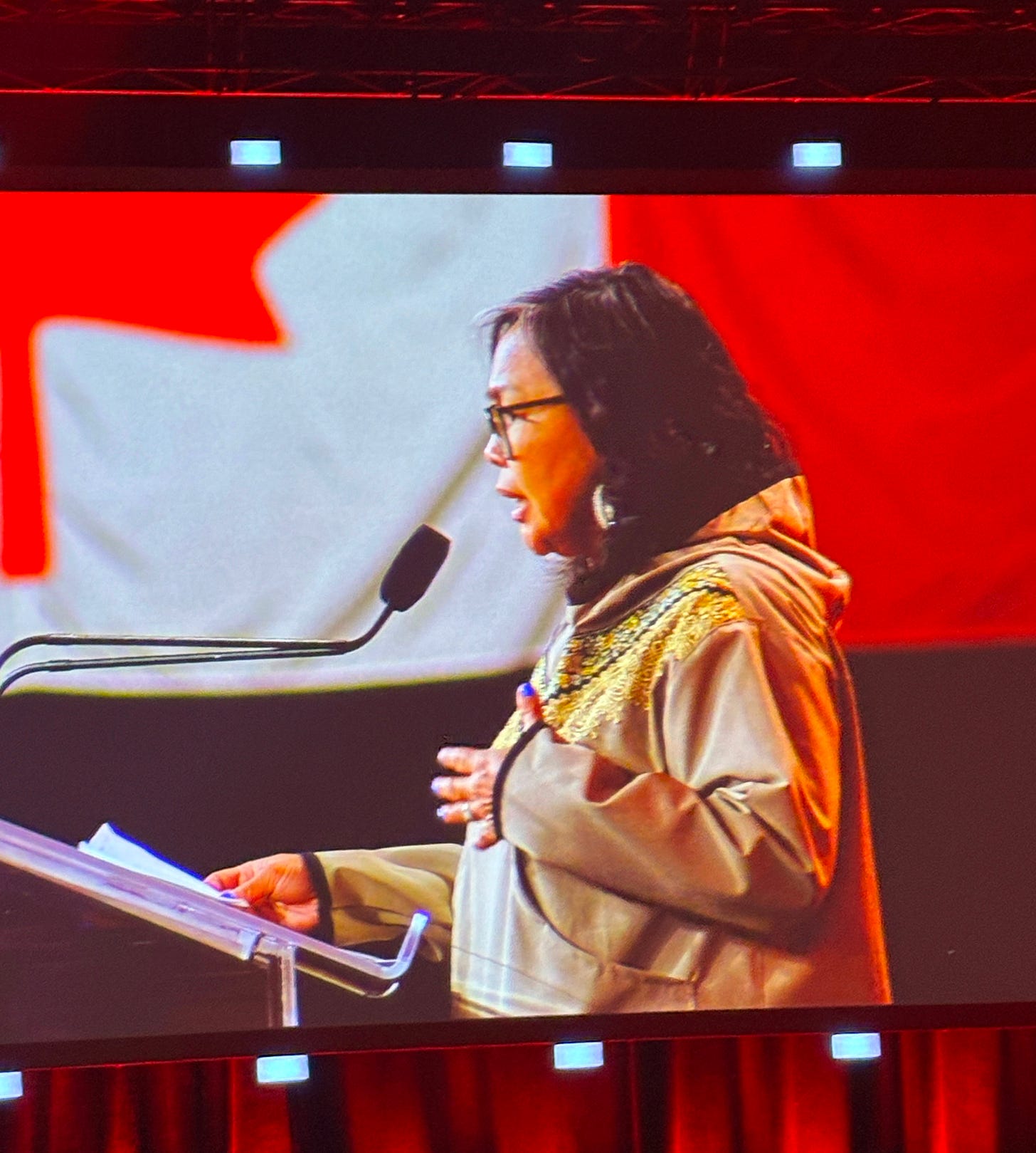 MP Lori Idlout opened the Force of Nature panel discussion. She is a Canadian Inuit politician and lawyer who has served as the member of Parliament (MP) for Nunavut since 2021, who recently crossed the floor from the NDP to the Liberals.
