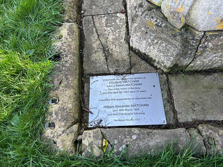 Photos of the tombs of Ann Nelson and Elizabeth Matchum at St Switun's Church, Bathford.