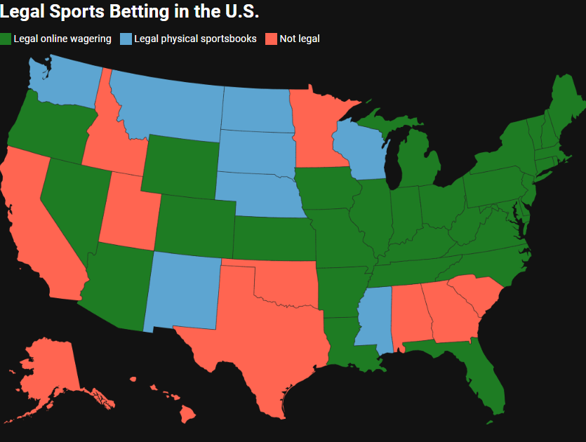 Legality of sports gambling by US state : r/MapPorn Legality of sports gambling by US state : r/MapPorn