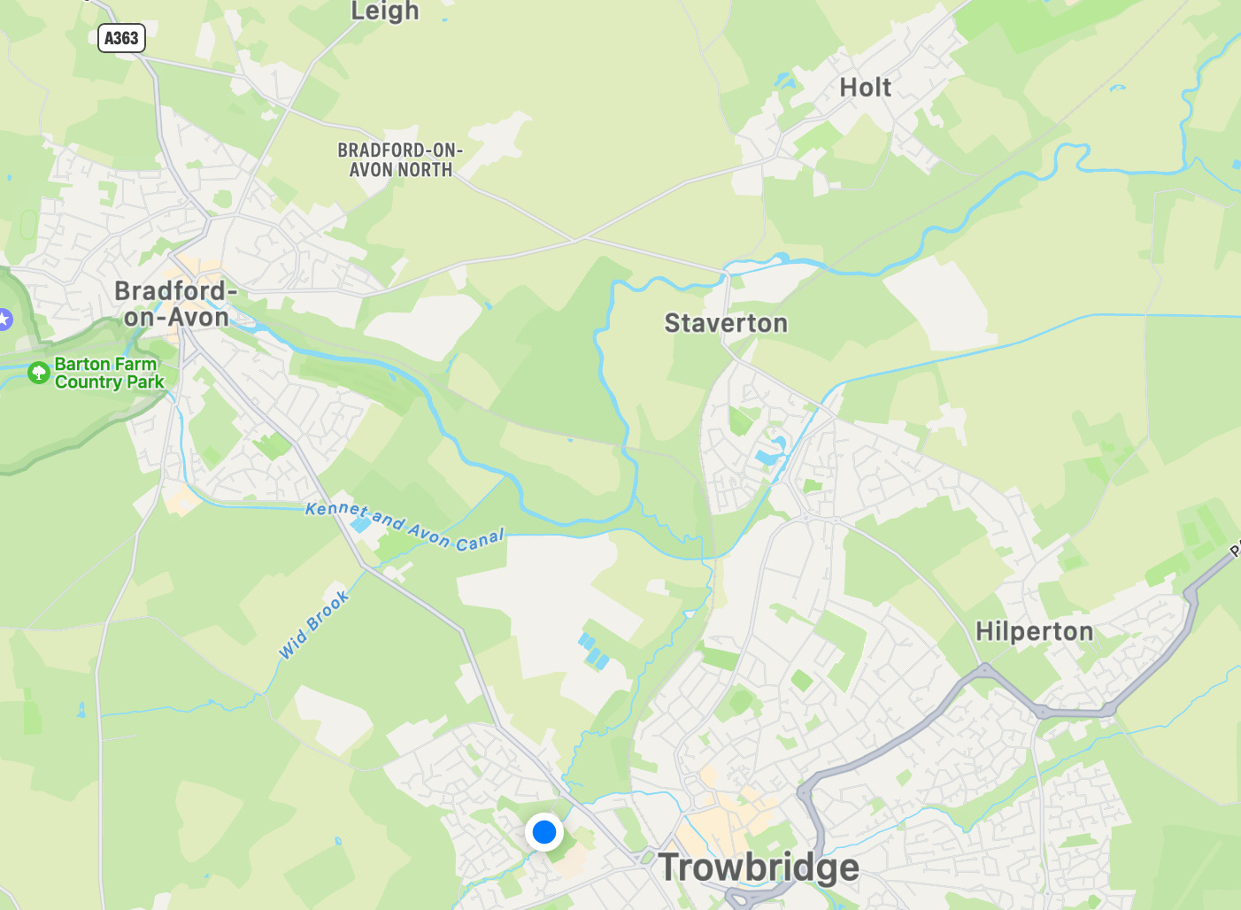 Map showing the location of Holt in Wiltshire