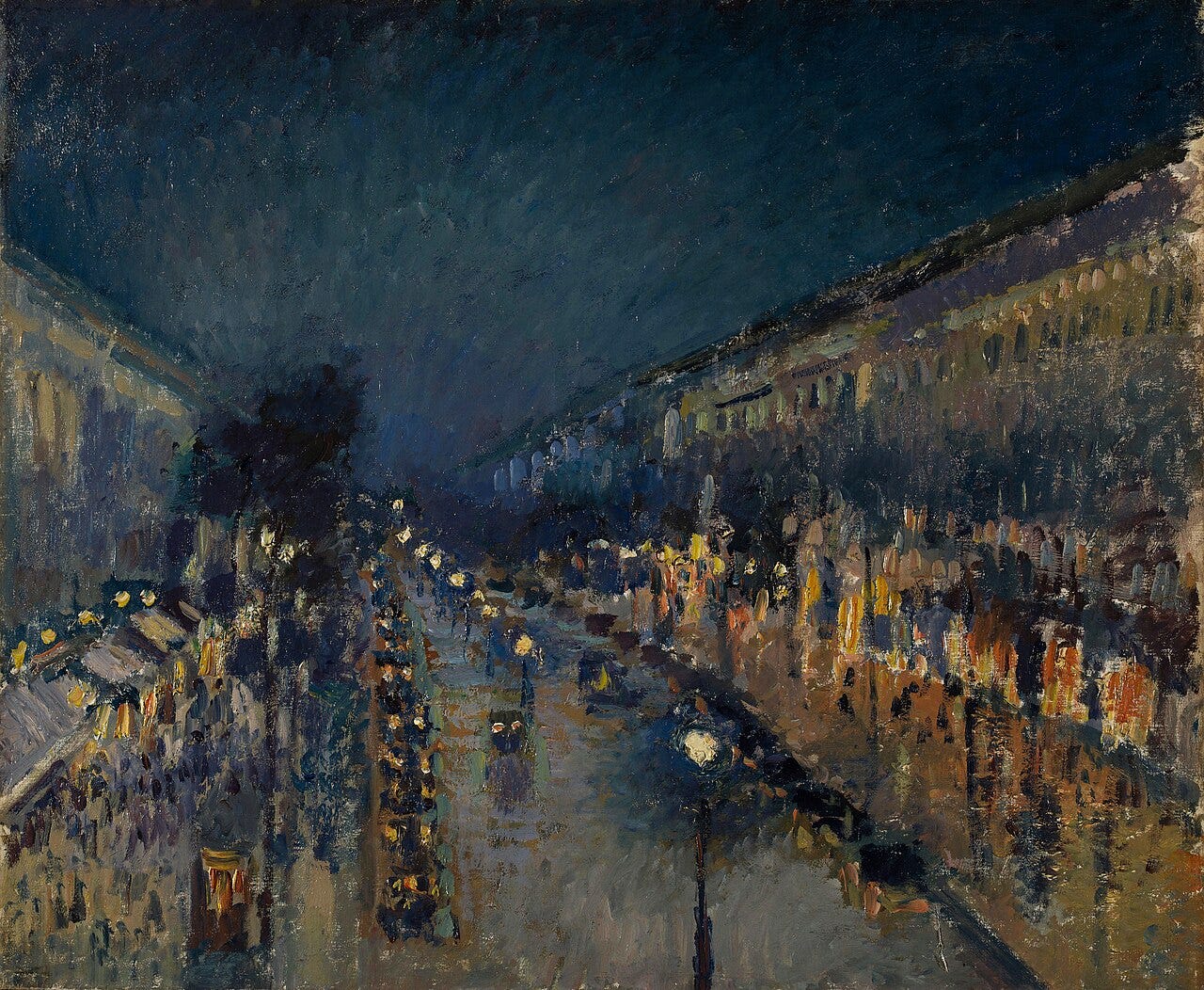 Camille Pissarro, The Boulevard Montmartre at Night, 1897 Camille Pissarro, The Boulevard Montmartre at Night, 1897