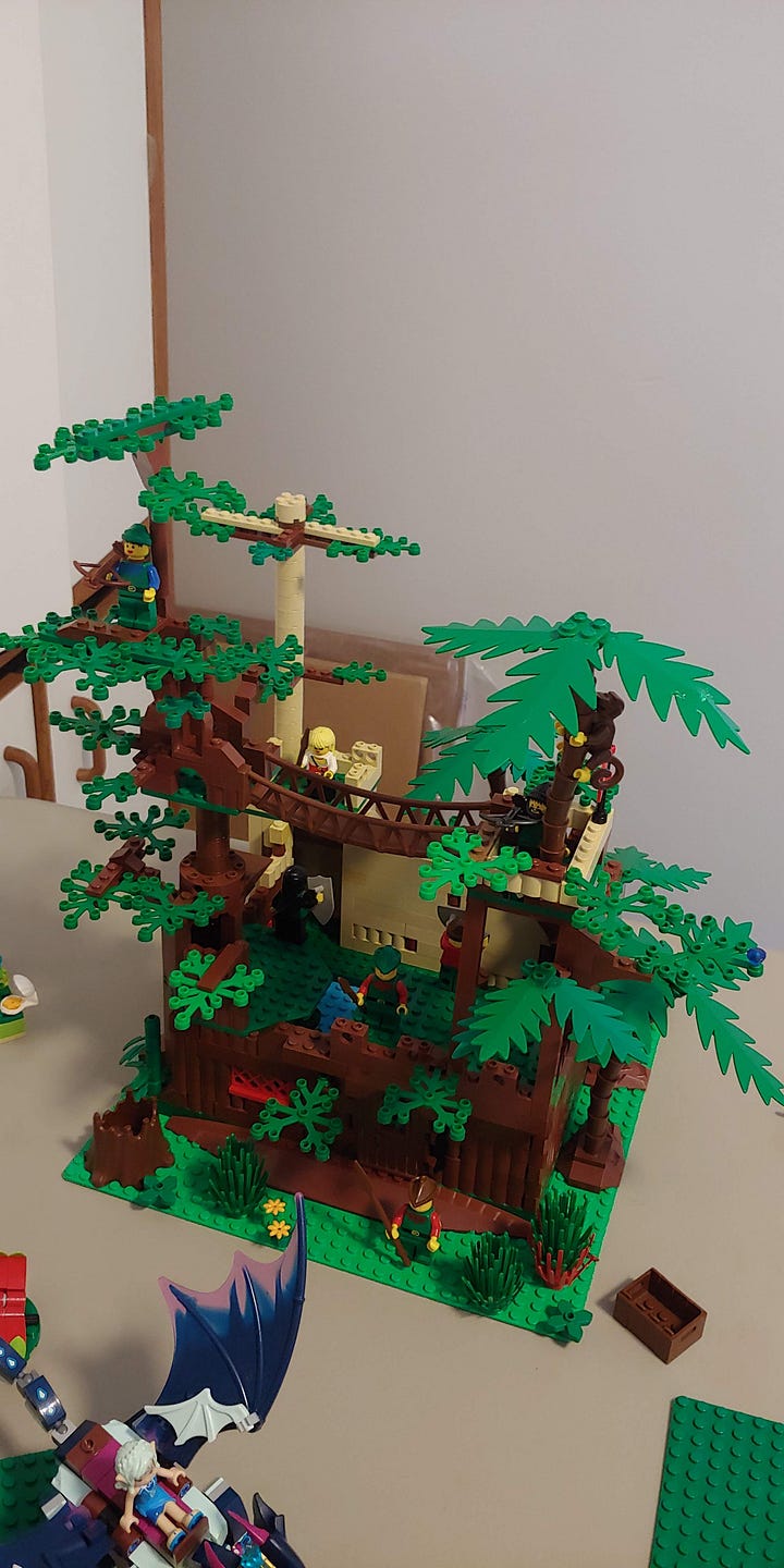 Examples of four different castles made of Lego