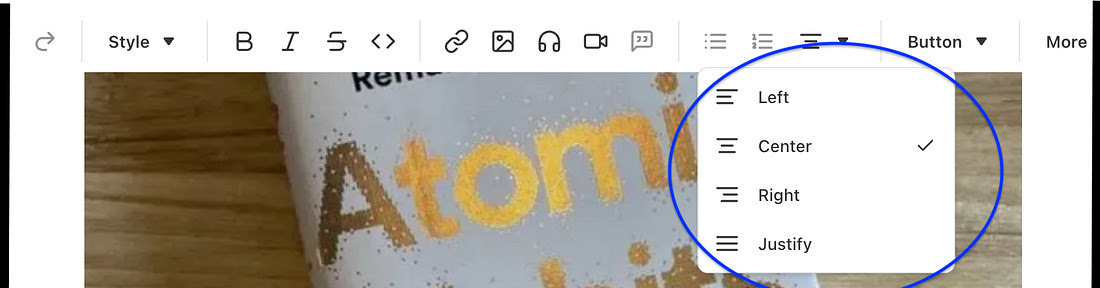 Substack headline centered