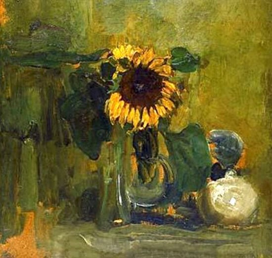 Still Life with Sunflower, 1907, Piet Mondrian Still Life with Sunflower, 1907, Piet Mondrian