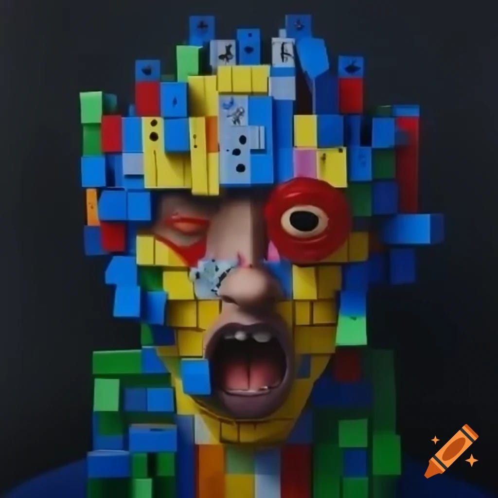 Conceptual mosaic representing personal and social aspects of life