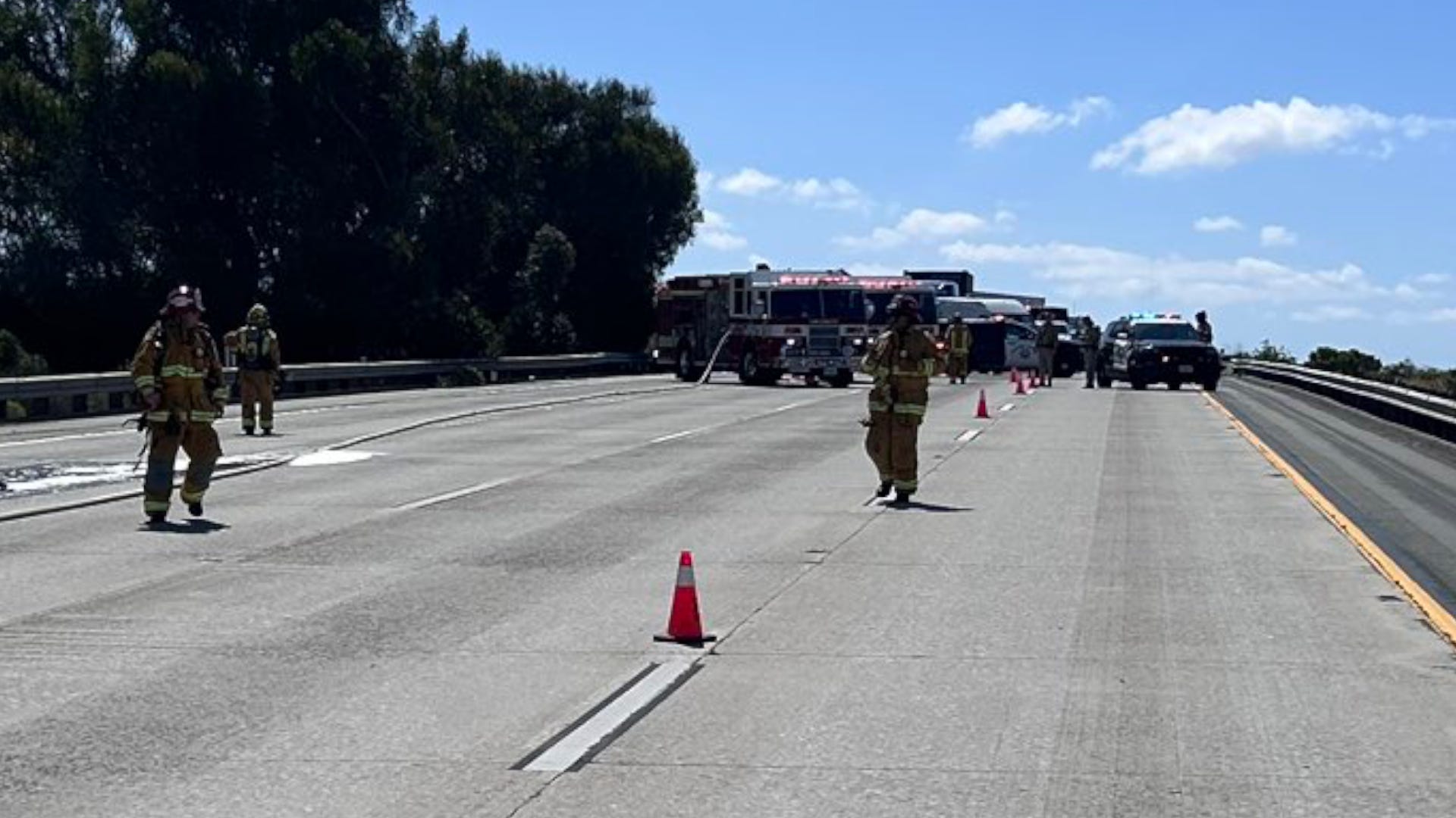 Semi-Truck Fire Shuts Down All Northbound Lanes of I-5 in Oceanside