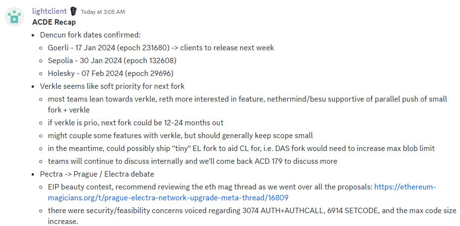 Recap of all core devs – execution (ACDE).  Screenshot from Eth R&D Discord.