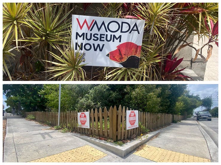 Signs around town offer opposing views of the WMOAD project. (JOE CAPOZZI) Signs around town offer opposing views of the WMOAD project. (JOE CAPOZZI)