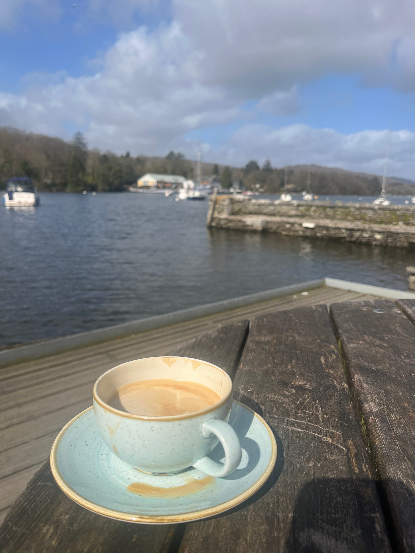 cup of coffee by lake windermere