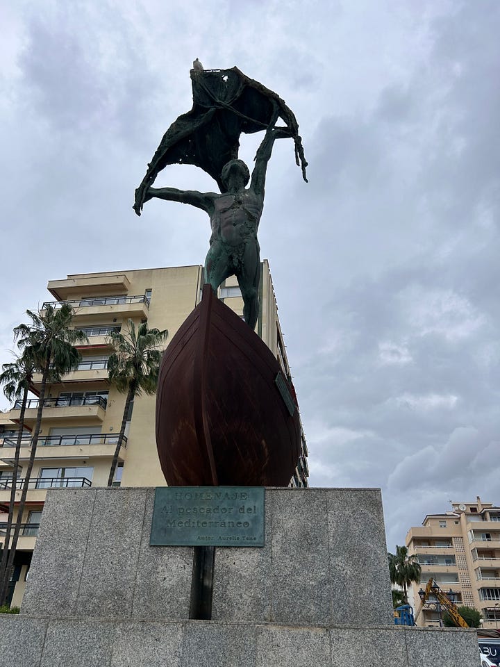 Stumbling on statues In Torremolinos.