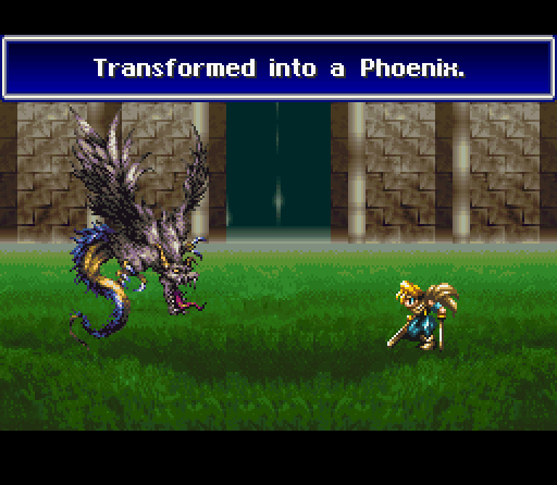 Byuu feeds a dragon until it transforms into another dragon type, the Phoenix.