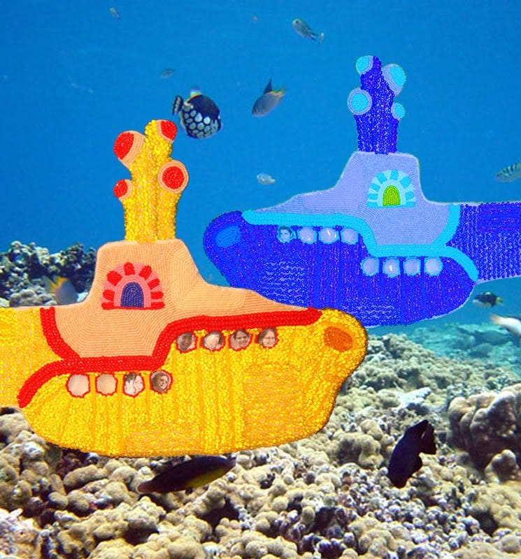 Beaded Beatles Yellow Submarine ocean motion Love me Do bead embroidery Valentine's Day crush Boston MA coral reef heart Beaded Beatles Yellow Submarine ocean motion Love me Do bead embroidery Valentine's Day crush Boston MA coral reef heart
