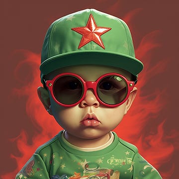 A baby dressed as a communist