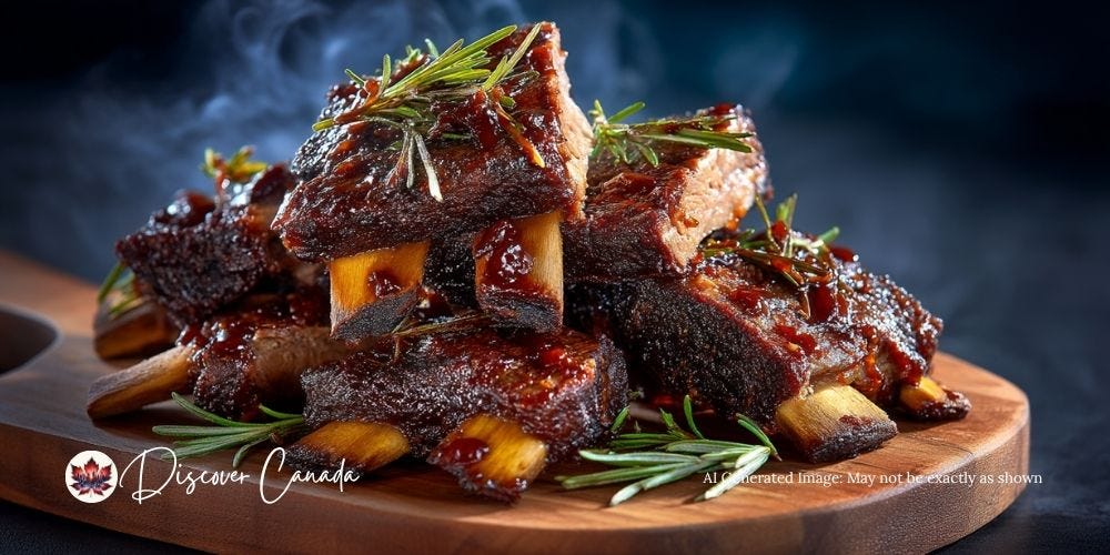 A plate of fire-roasted bison ribs served at Homefire Grill in Edmonton.