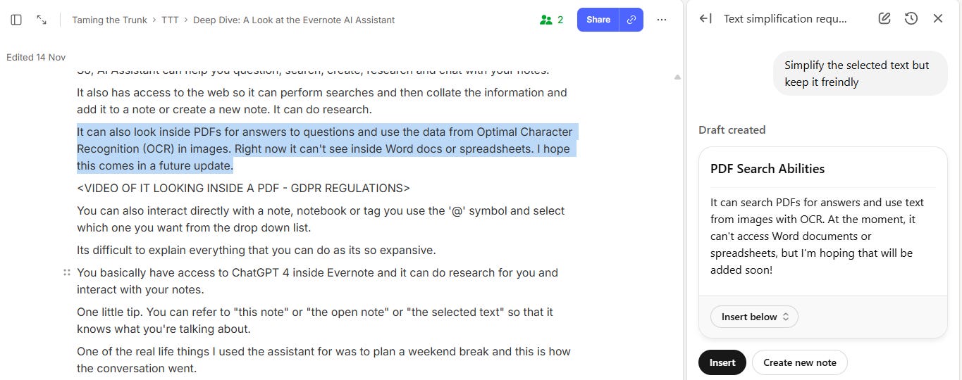 Deep Dive: The Evernote AI Assistant - by Jon Tromans