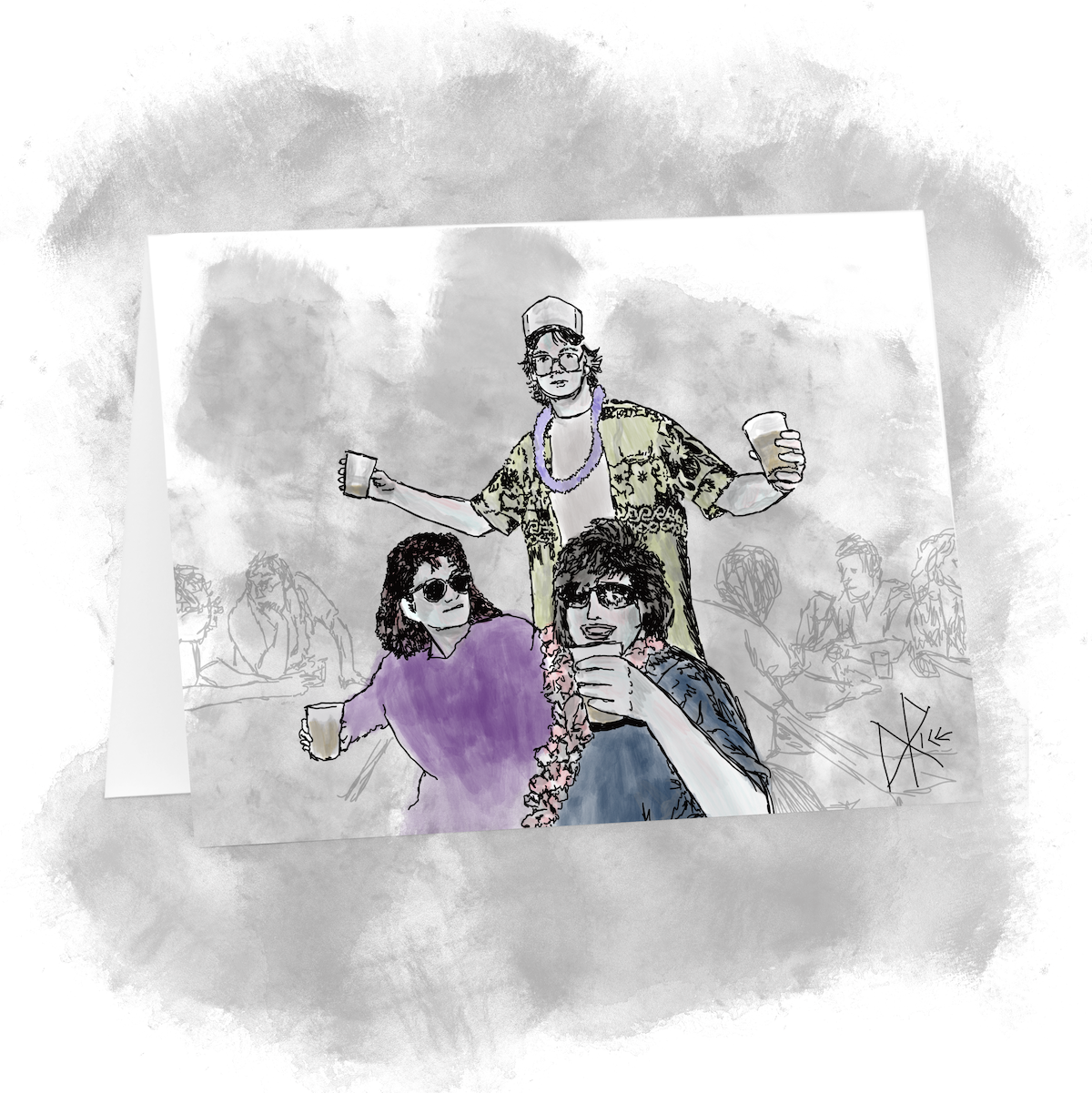 Alcohol based social gathering of young adults. Sketch art by Don Rice. Alcohol based social gathering of young adults. Sketch art by Don Rice.