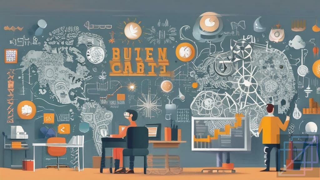 AI generated image of a large wall with a map and technical images, 2 people standing in front of it AI generated image of a large wall with a map and technical images, 2 people standing in front of it