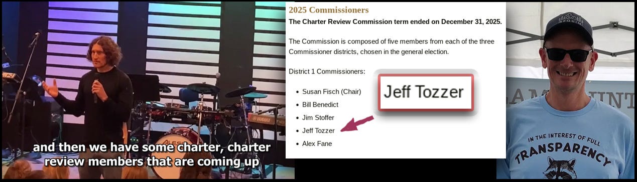 A little quid-pro-quo-pro-quid, the transactional relationship between a charter review commissioner and a county commissioner candidate