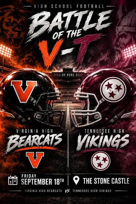 Virginia High Bearcats vs Tennessee High Vikings football game Virginia High Bearcats vs Tennessee High Vikings football game