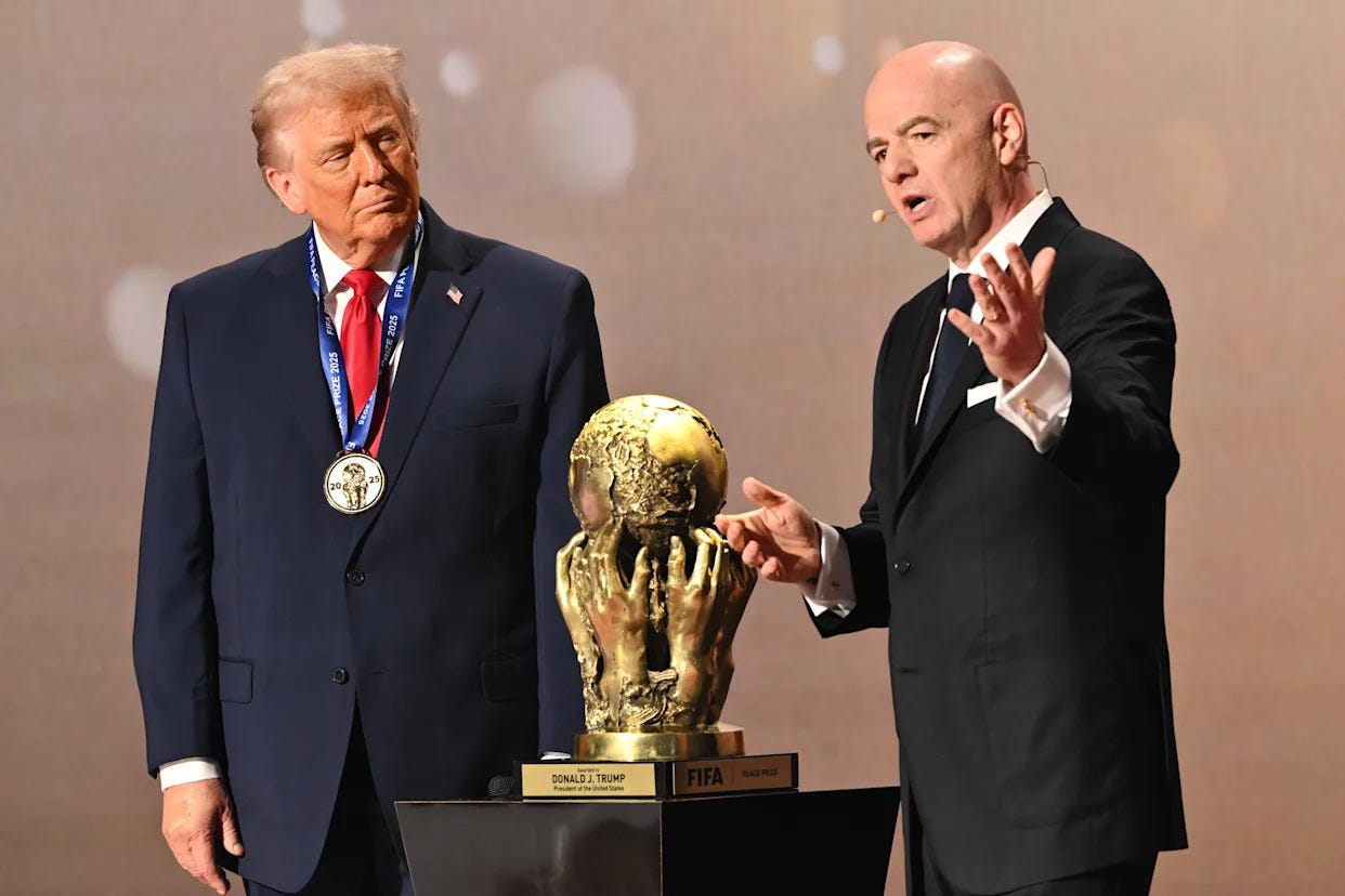 Trump awarded 1st FIFA Peace Prize by Gianni Infantino at 2026 World Cup draw Trump awarded 1st FIFA Peace Prize by Gianni Infantino at 2026 World Cup draw