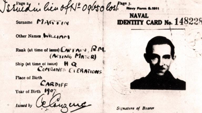 Naval identity card of Major Martin