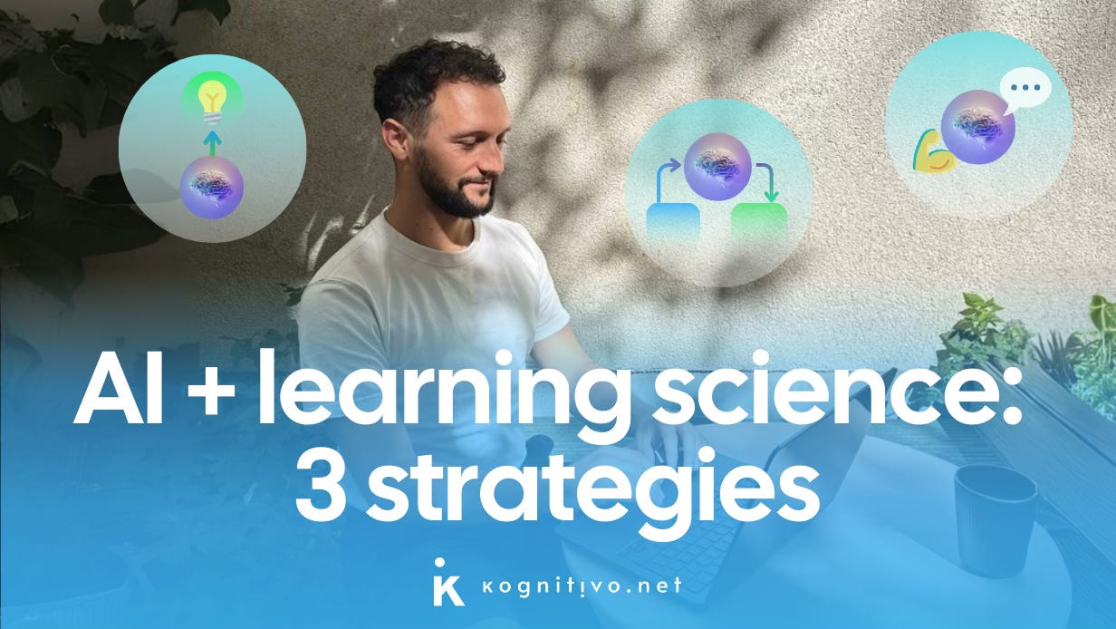 Article banner depicting a learner using AI and implementing science-backed strategies to learn. Article banner depicting a learner using AI and implementing science-backed strategies to learn.