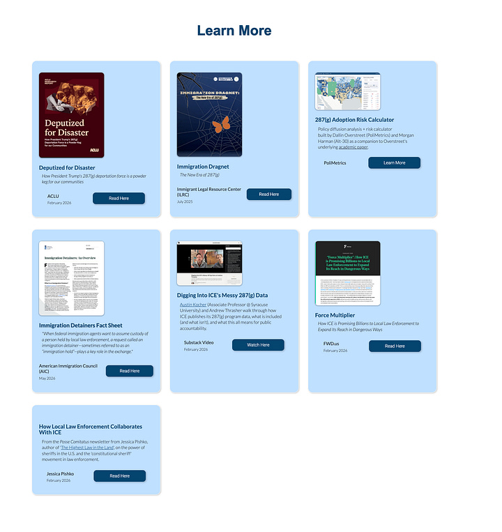 Screenshots showing the revamped 'About the Report' accordion FAQ components + 'Learn More' modals for rectangle div blocks with a banner image, title, and short description for each of the recommended/links resources.