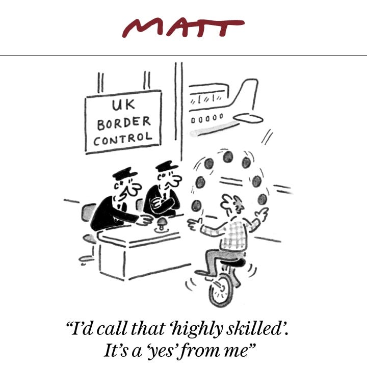 The Telegraph Matt Cartoon - Highly Skilled Immigrants... : r/ukpolitics