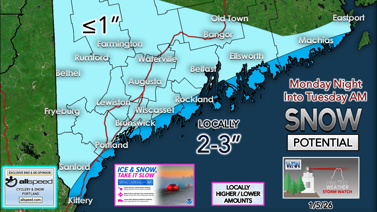 Light snow Monday night kicks off unsettled week