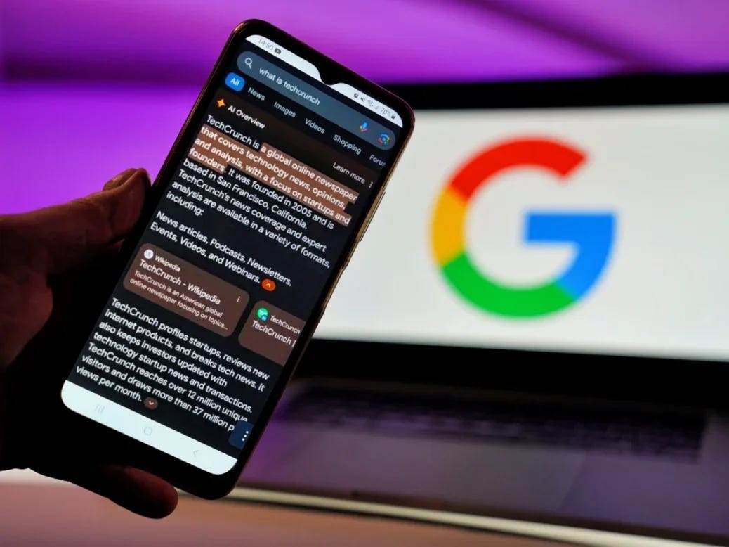 Google AI Overviews shown in front of a Google webpage. Picture: Shutterstock/DIA TV