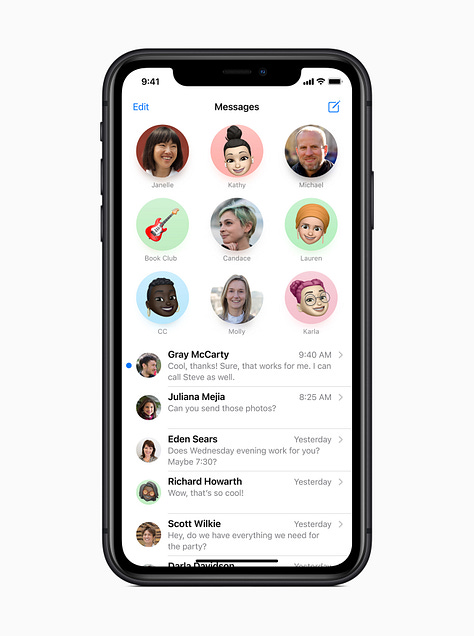 Marketing images for iOS 14 featuring fake texts